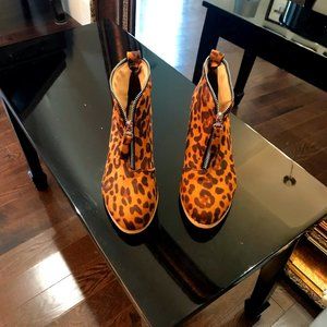 Zippered Animal Print Ankle Boots